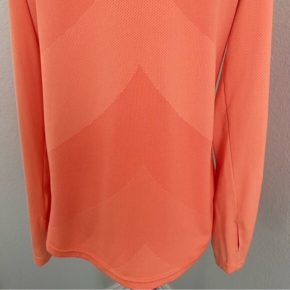 DANSKIN Peach Tangerine Tri Color Perforated Detail L Sleeve Flatter Fit M - Picture 6 of 13